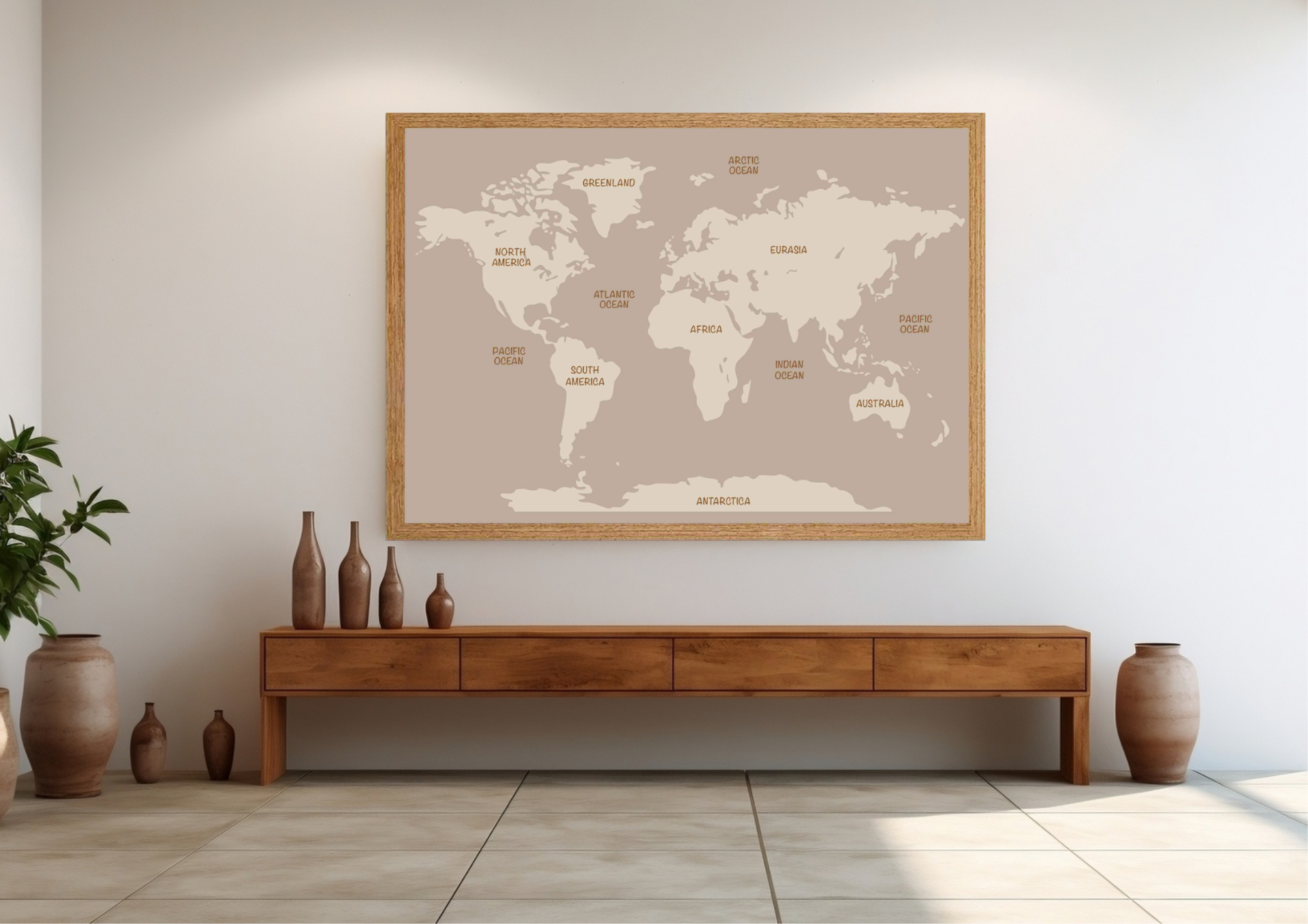 World Map with Continents and Oceans :: Homeart